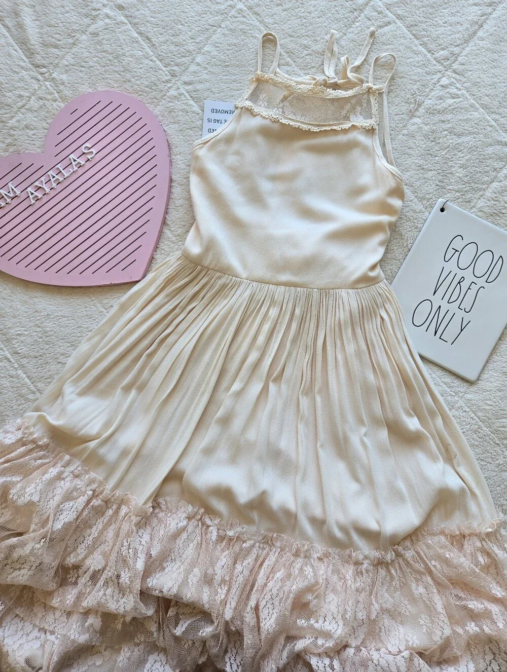Joyfolie Catrin Dress in White Girls' Sleeveless Lace Trim Party Dress Size 7